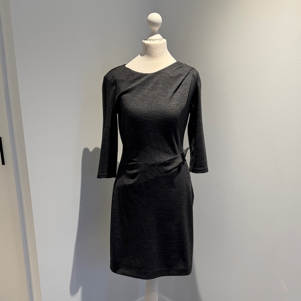 Joop! grey wool dress with buckle detail